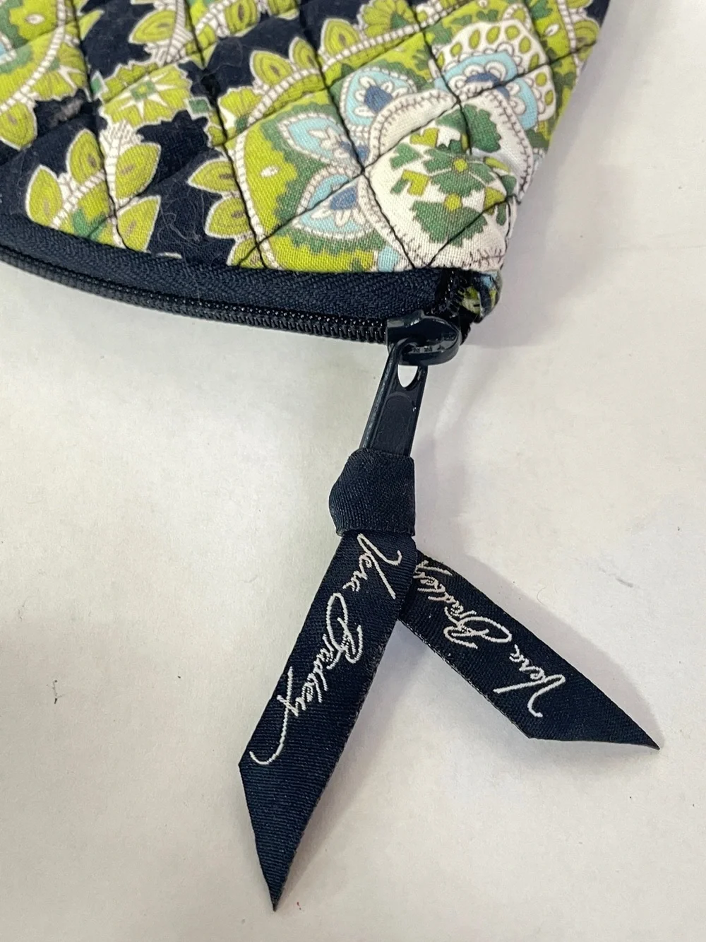 Vera Bradley //Sherry “Cambridge” Lime Green and Navy Quilted Hot tool Zip Case